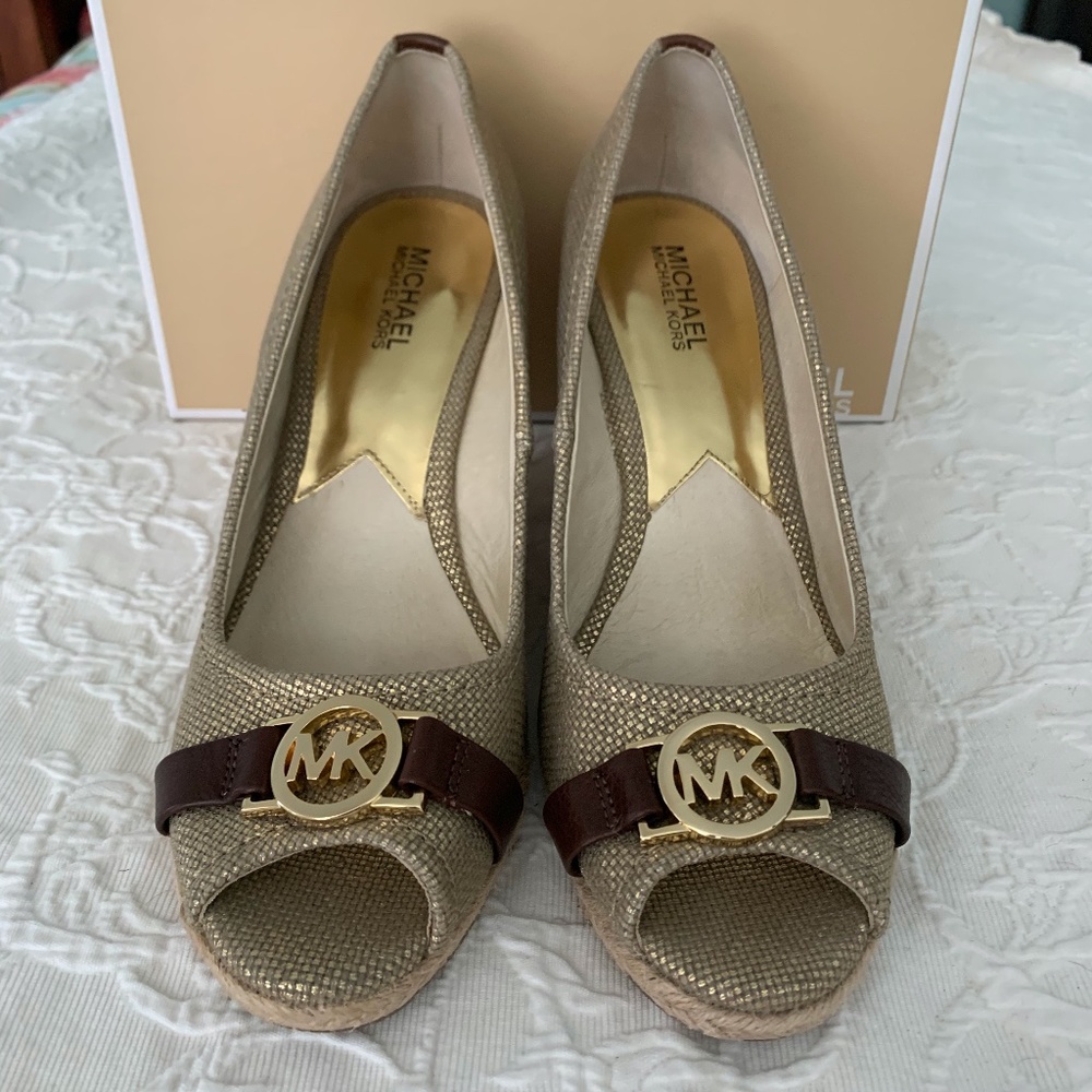 Gold Open Toe Wedge - image 1